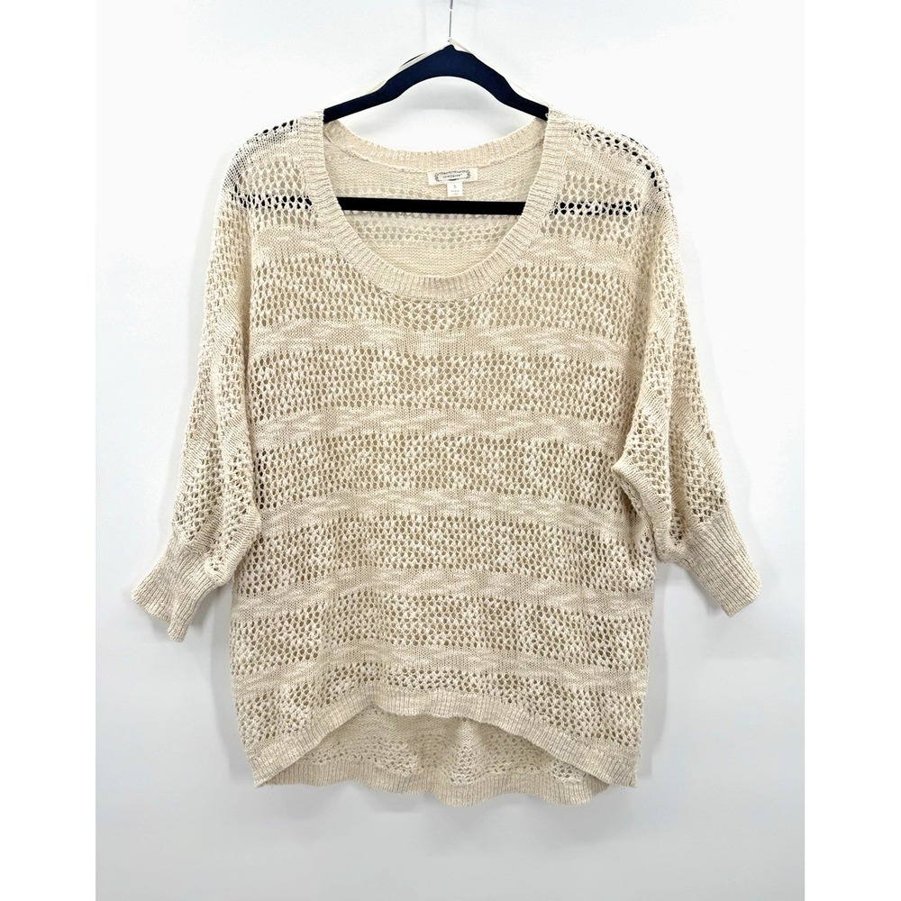 VTG Anthropologie Open Knit Sweater Dolman Sleeve Oversized Beachy Coastal Small